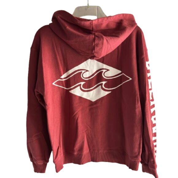 Billabong Women Red Rust Pullover Hoodie Size M Surf Logo Graphic Sweatshirt #F - Picture 3 of 4